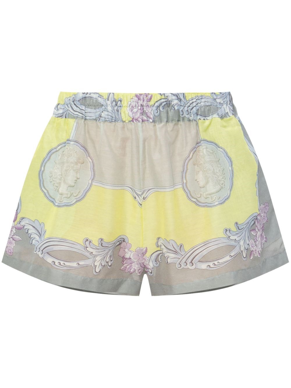 Versace Medusa Cameo Semi-sheer Cotton And Silk Shorts In Multi