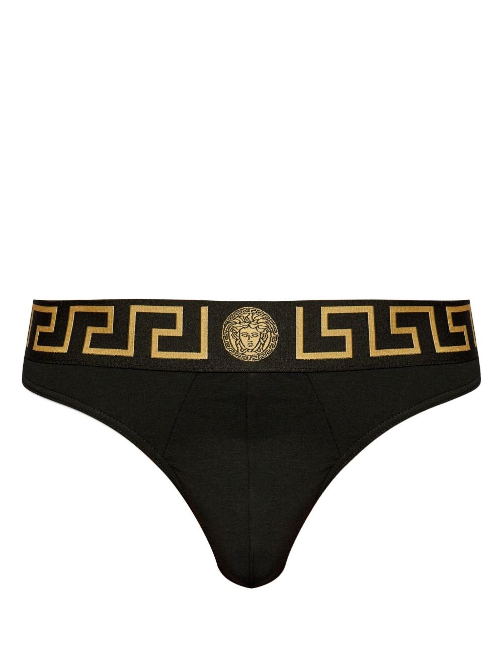 Versace Greek Key Low-rise Jock Strap In Black