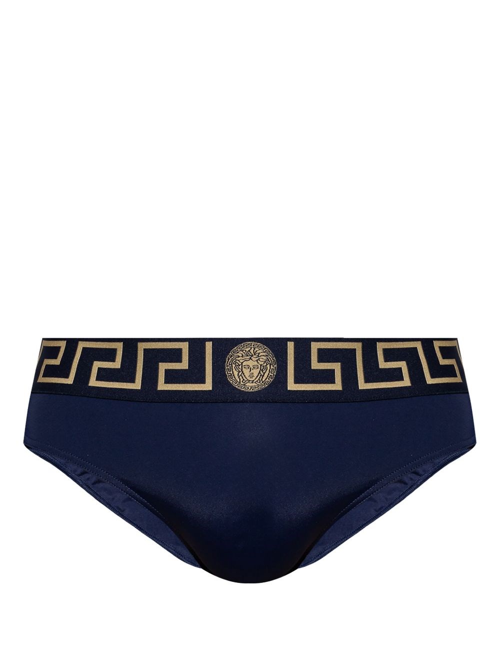 Versace Greek Beach Briefs Logo In Blue