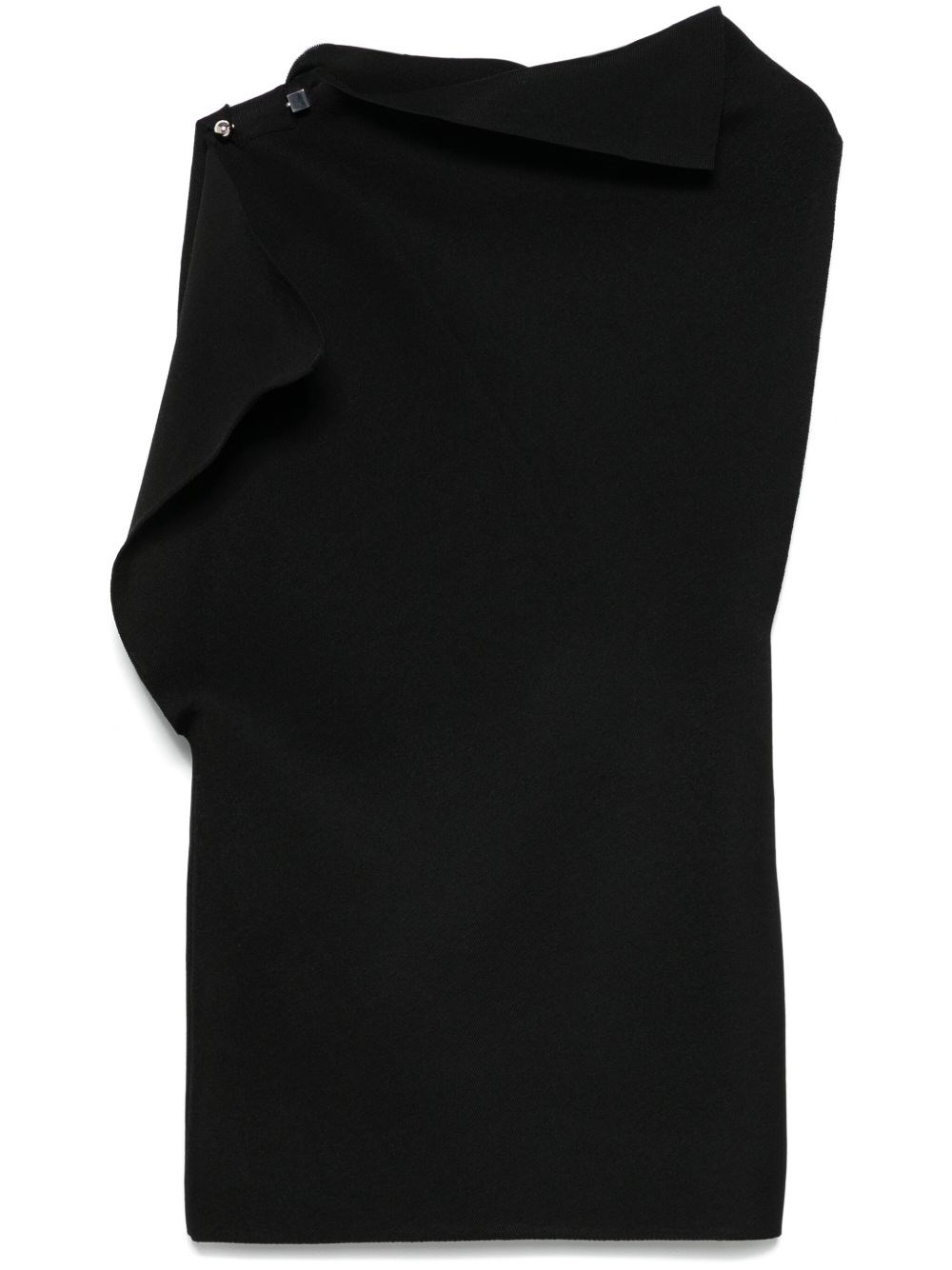 Jacquemus Asymmetrical Black Mini Dress With Soft Drape In Black