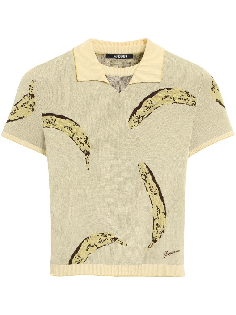 Jacquemus Womens Banana Jacquard Yellow The Marino Banana-print Woven-knitted Polo Top In Yellow