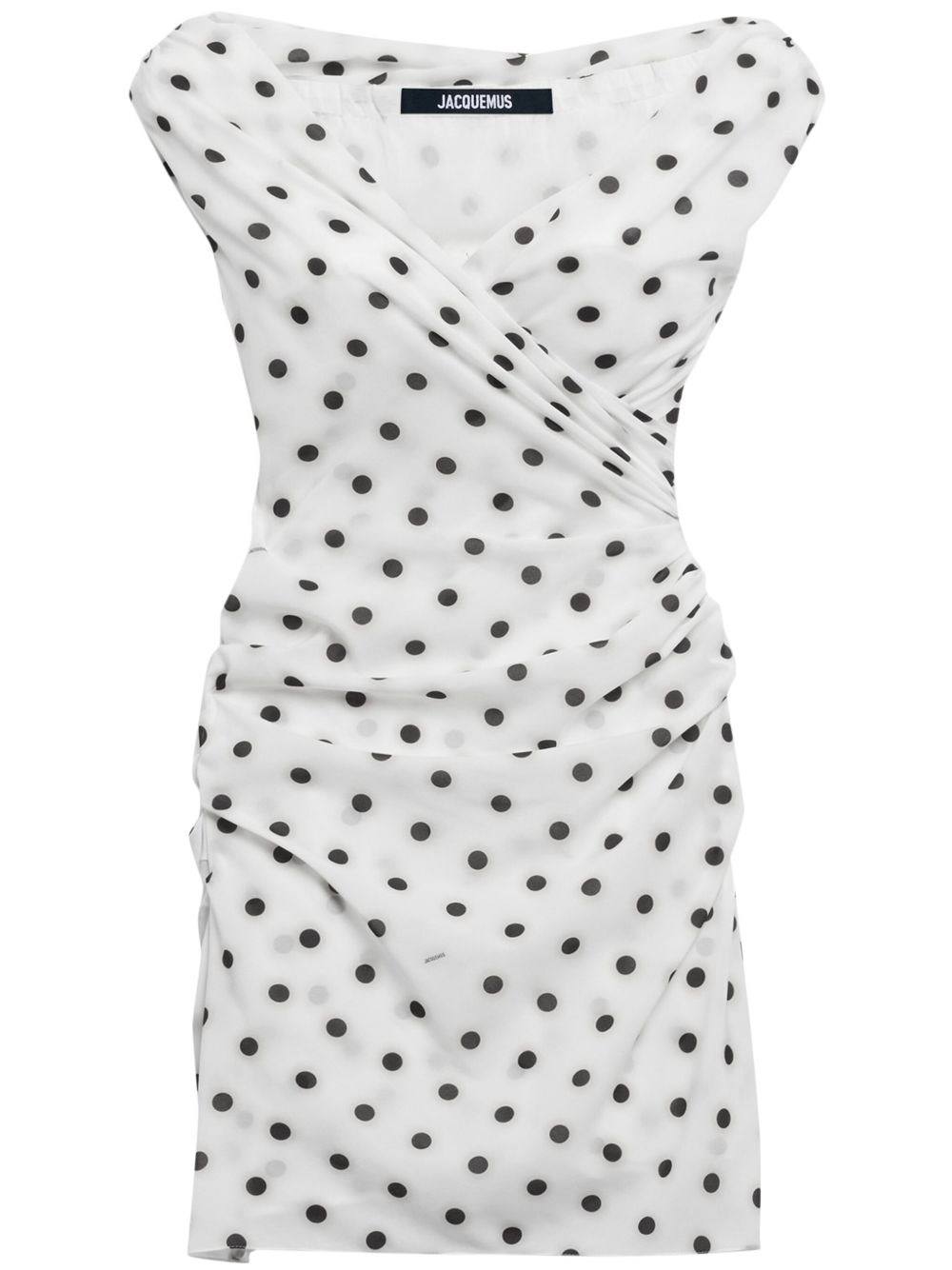 Jacquemus 'the Rita' White Dress With V-neck And Polka Dot Motif In White