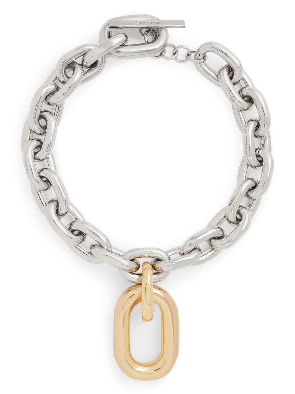 Rabanne Silver-colored Necklace With Pendant And Engraved Logo In Brass Woman In Silver