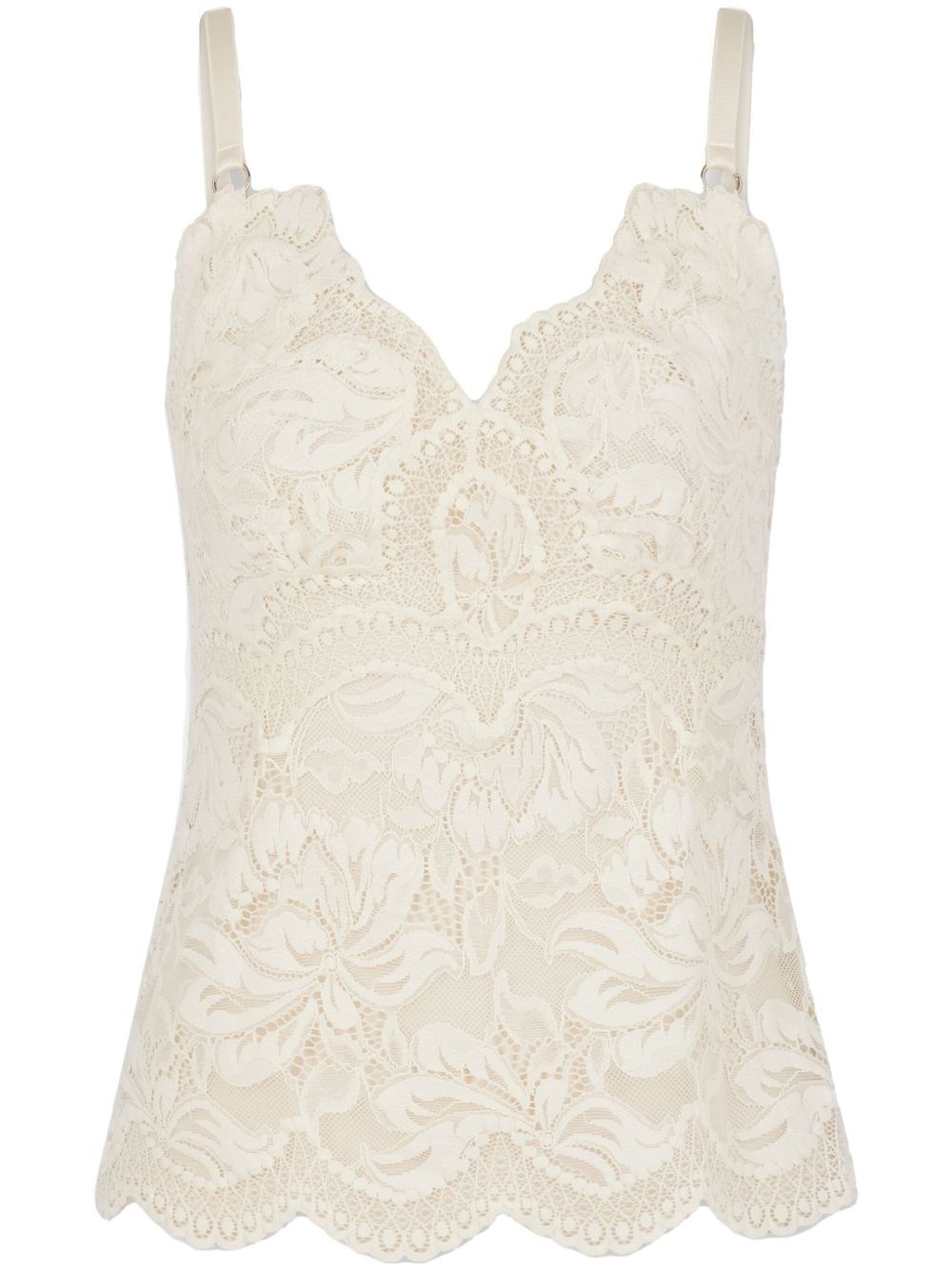 Rabanne Top In Pizzo Beige Semi Trasparente In Neutrals