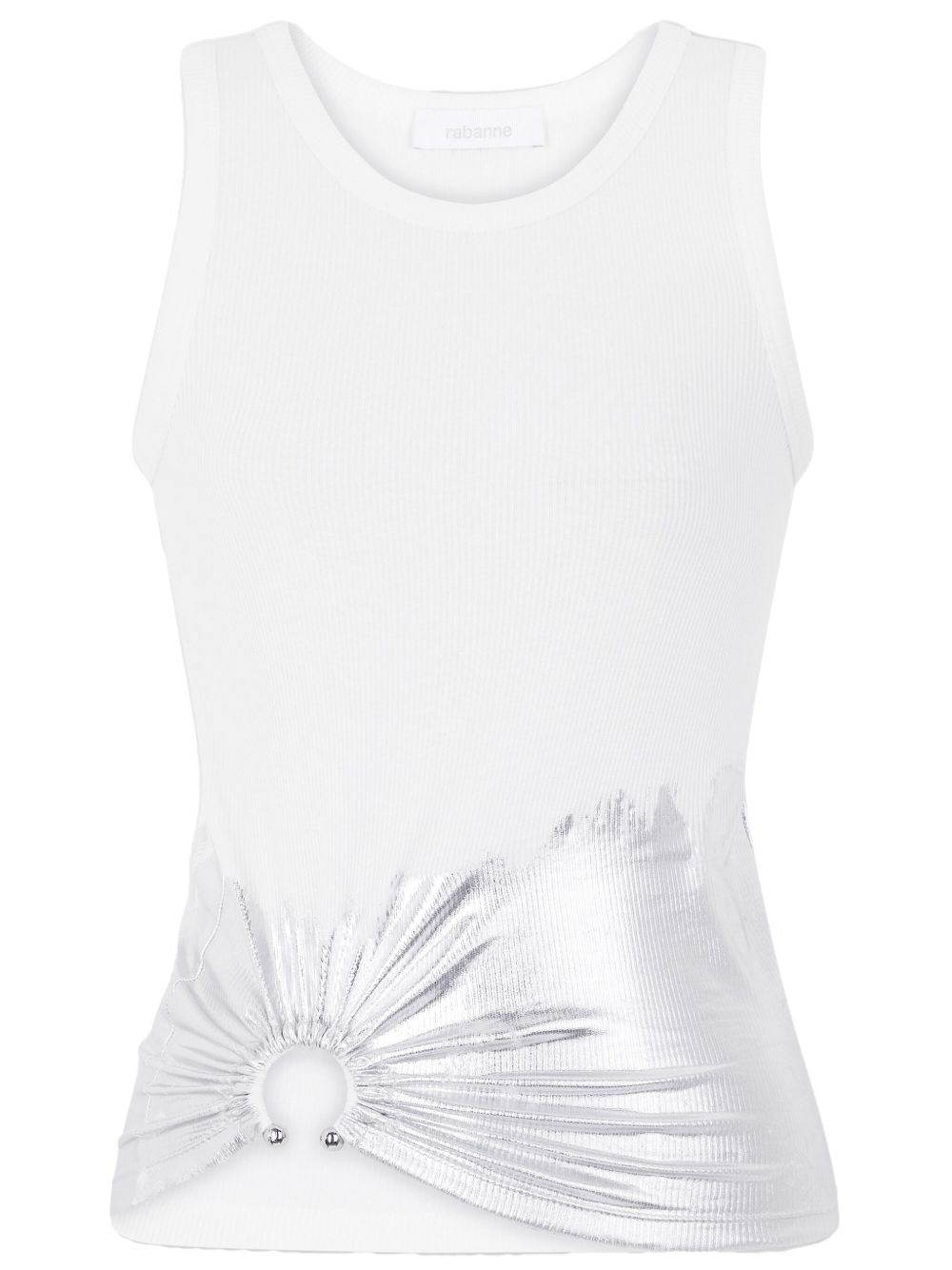 Rabanne Embellished Metallic Ribbed Stretch-cotton Jersey Tank In White