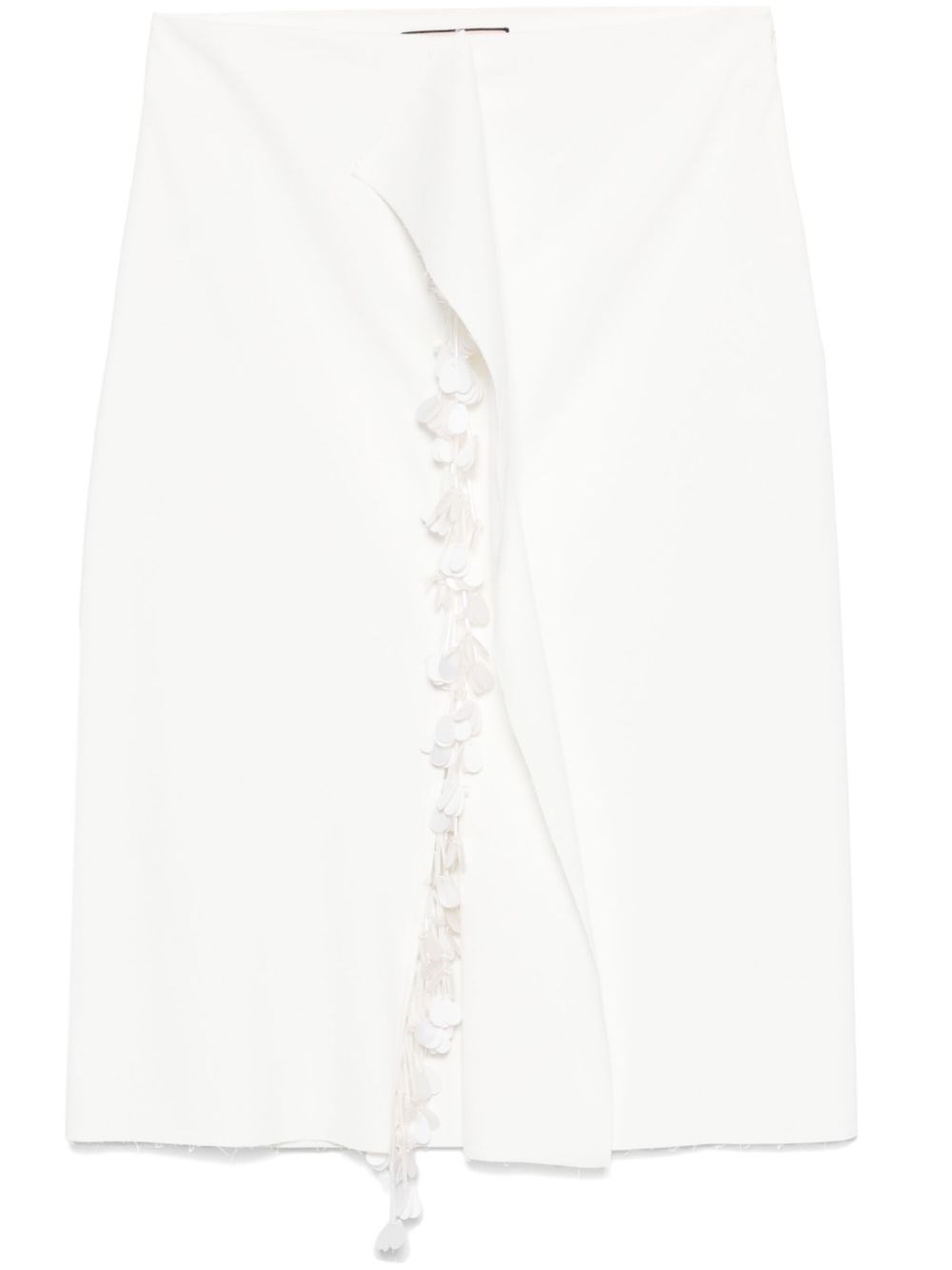 Plan C Paillette-embellished Midi Skirt In White