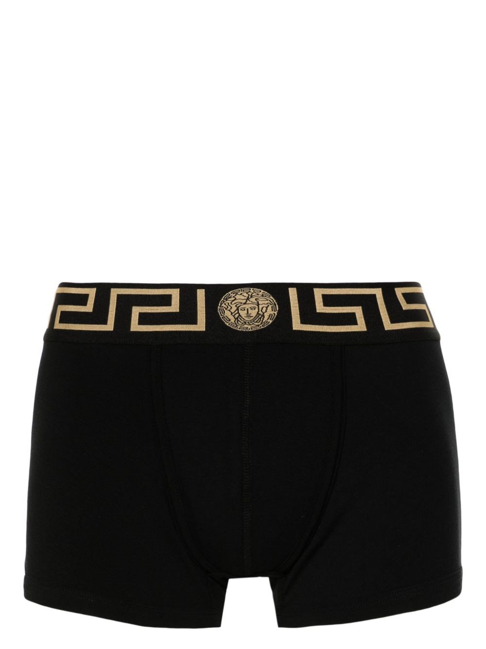 Versace Medusa Greek Key Waistband Boxer Shorts In Black  
