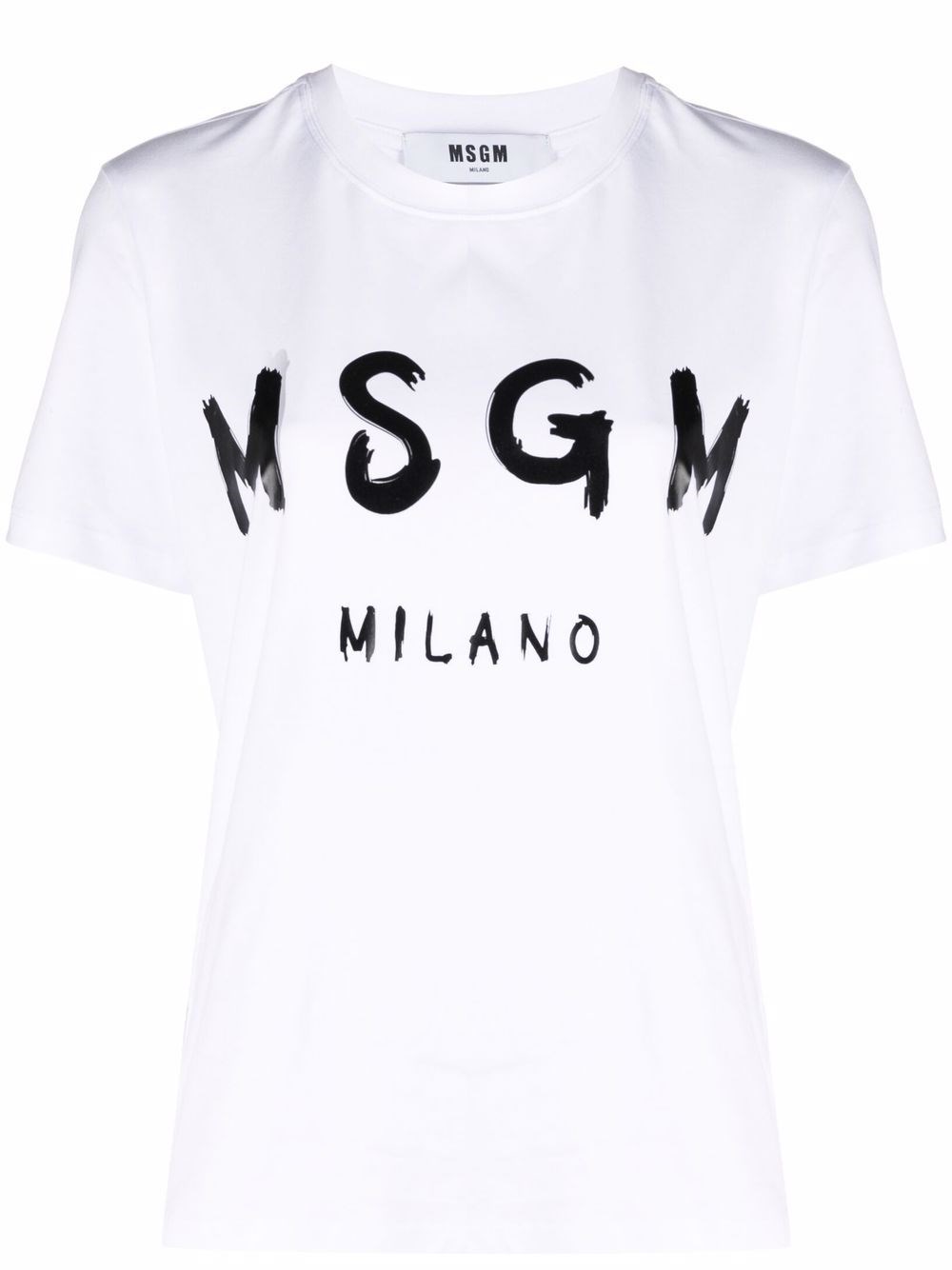 Msgm Round Neck Short Sleeves Straight Hem In White