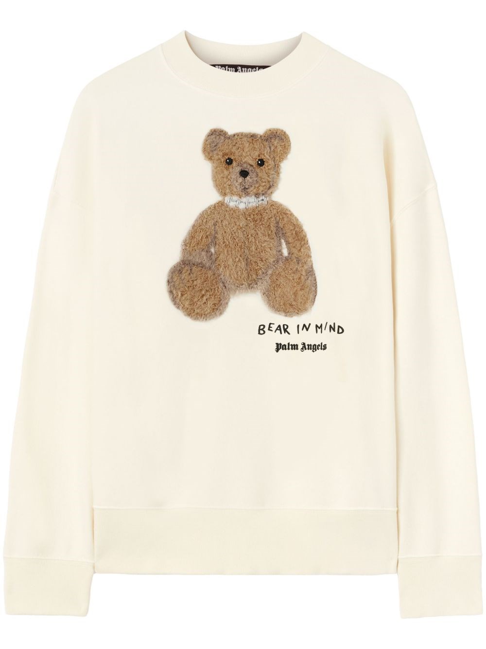 Palm Angels Cotton Crew Neck Sweatshirt With Teddy Bear Motif In White