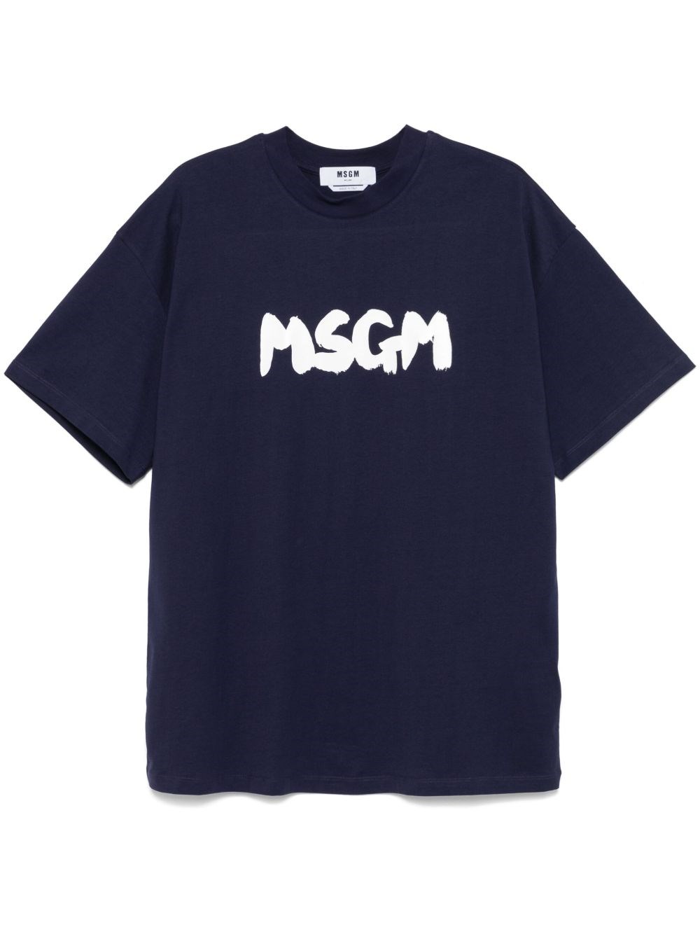 Msgm Casual Fit Blue T-shirt With Bold Logo In Blue