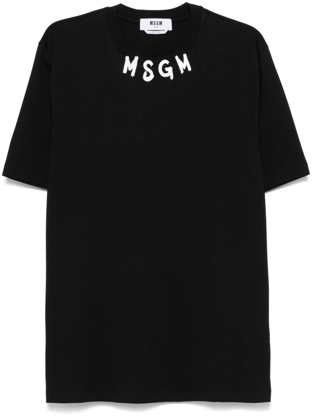 Msgm Logo Crew Neck T-shirt In Black  