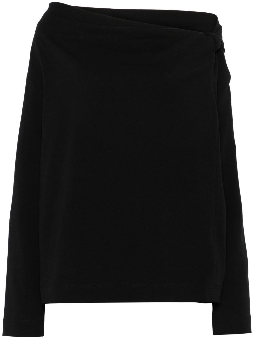 Dries Van Noten Gathered Cotton Jersey Top In ブラック