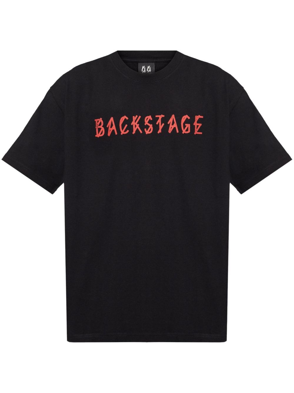 44 Label Group Black T-shirt With Print On The Front And Maxi Logo On The Back In Cotton Man In ブラック