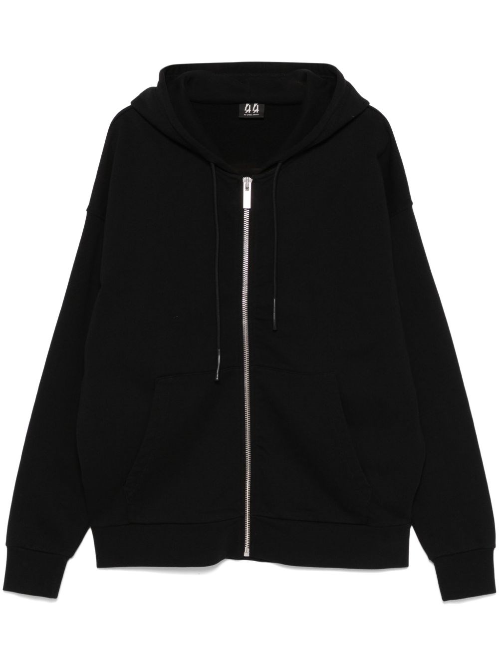 44 Label Group Classic Black Zip Hoodie With Contrasting Logo Print In Black