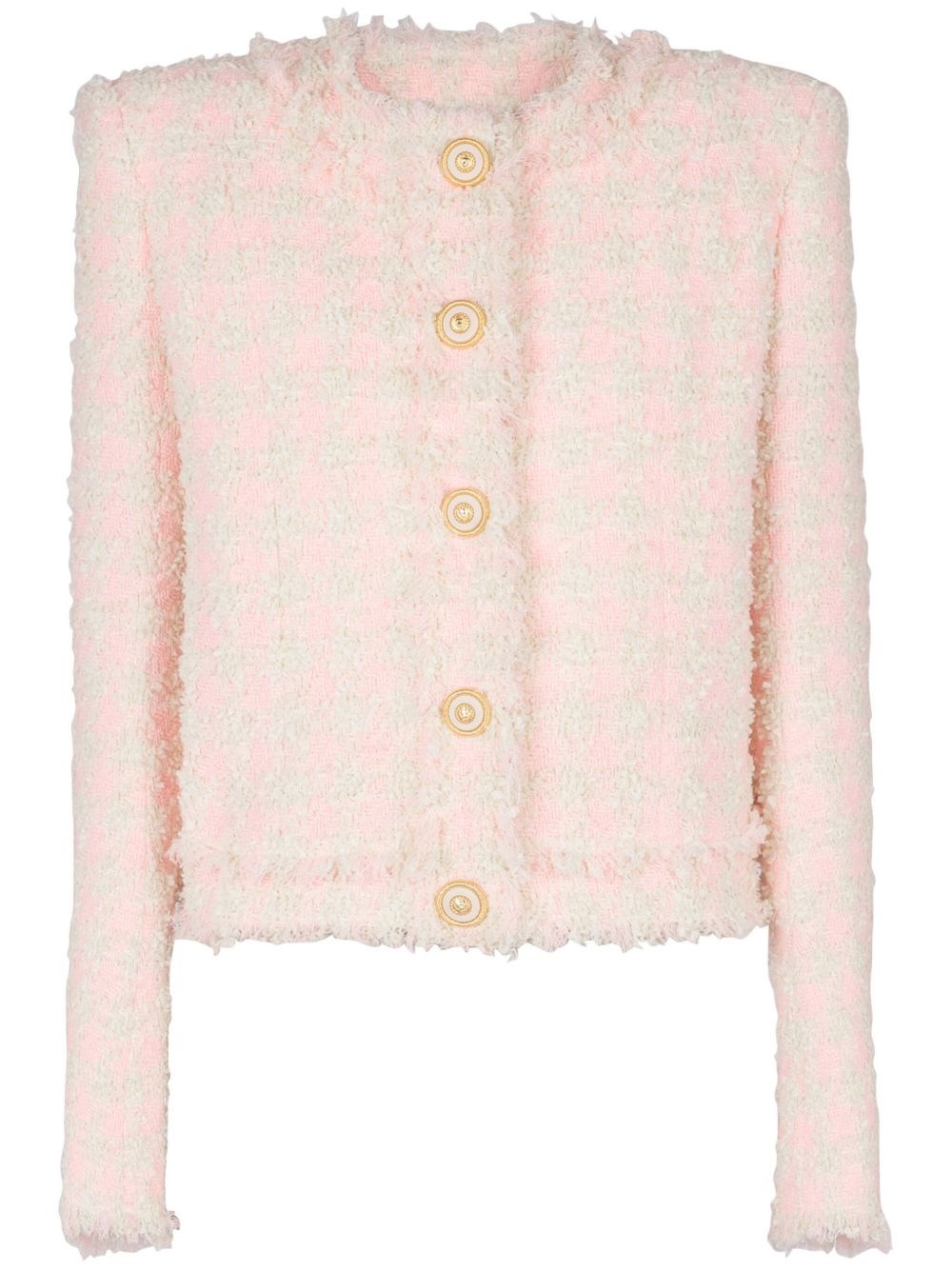 Balmain Five-button Tweed Jacket In Pink