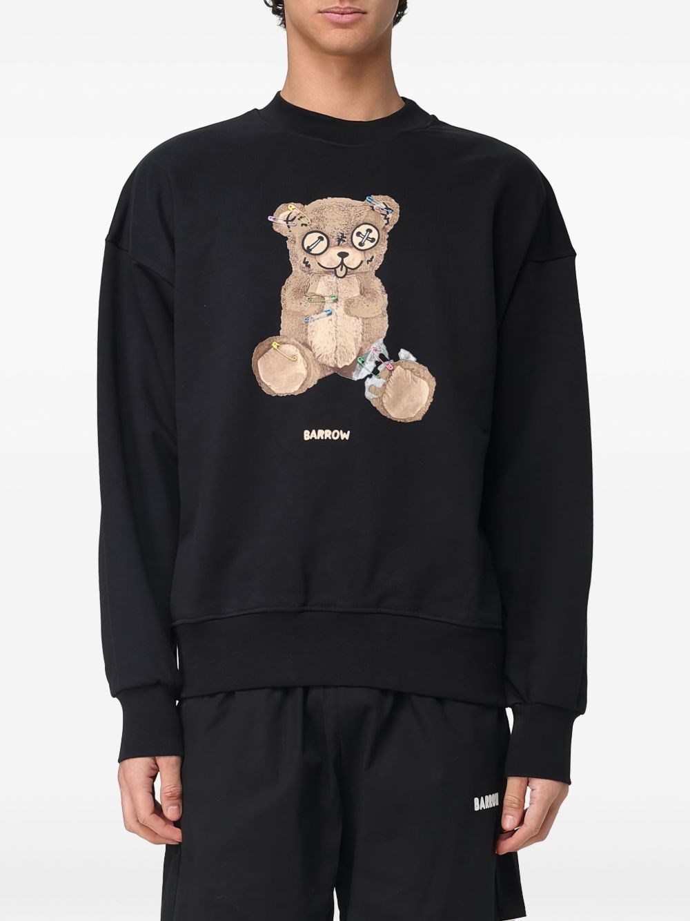 Barrow Teddy Print Sweatshirt In Black
