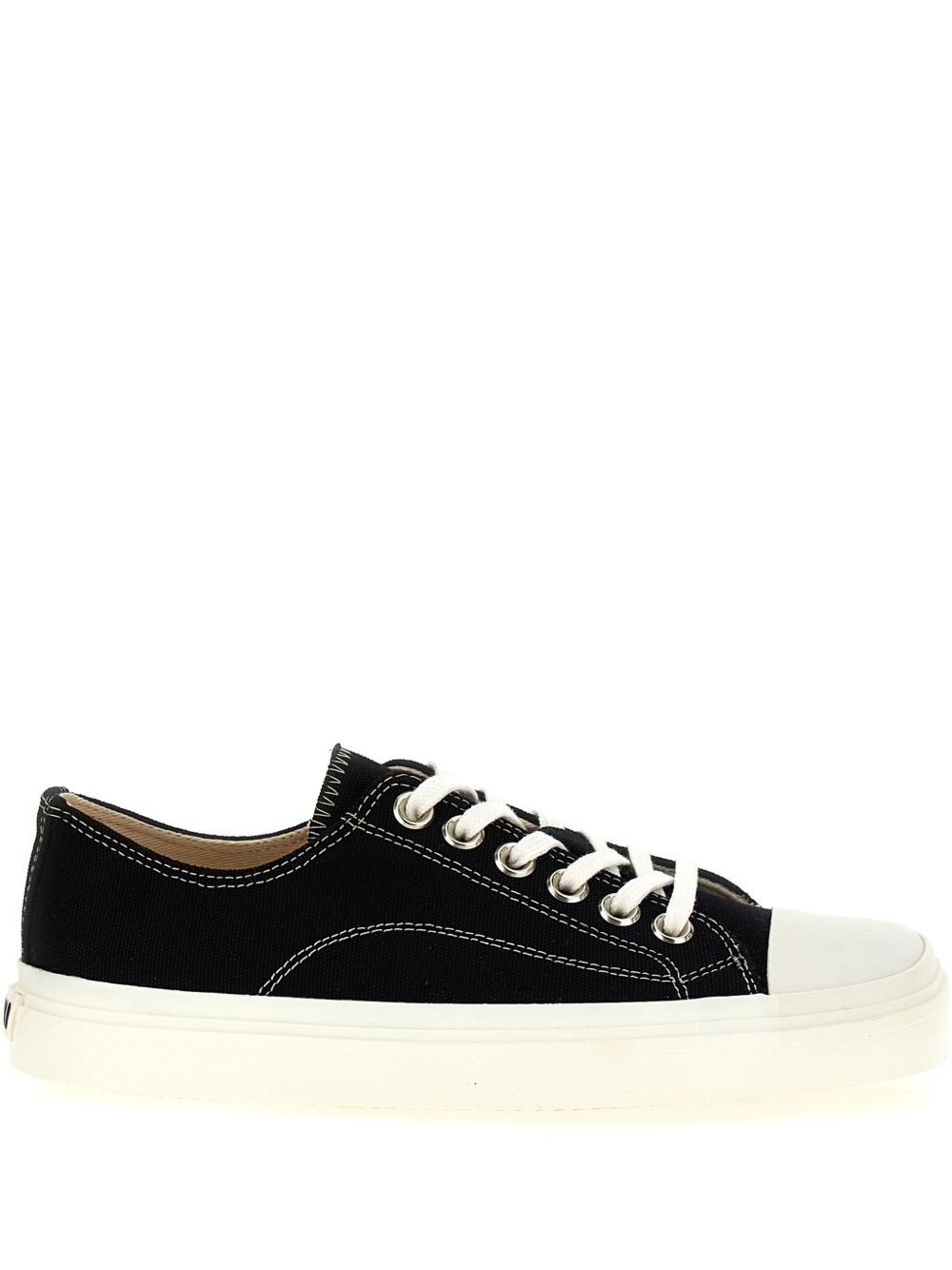 Moschino Stitched Canvas Low-top Sneakers With Rubber Sole In Black