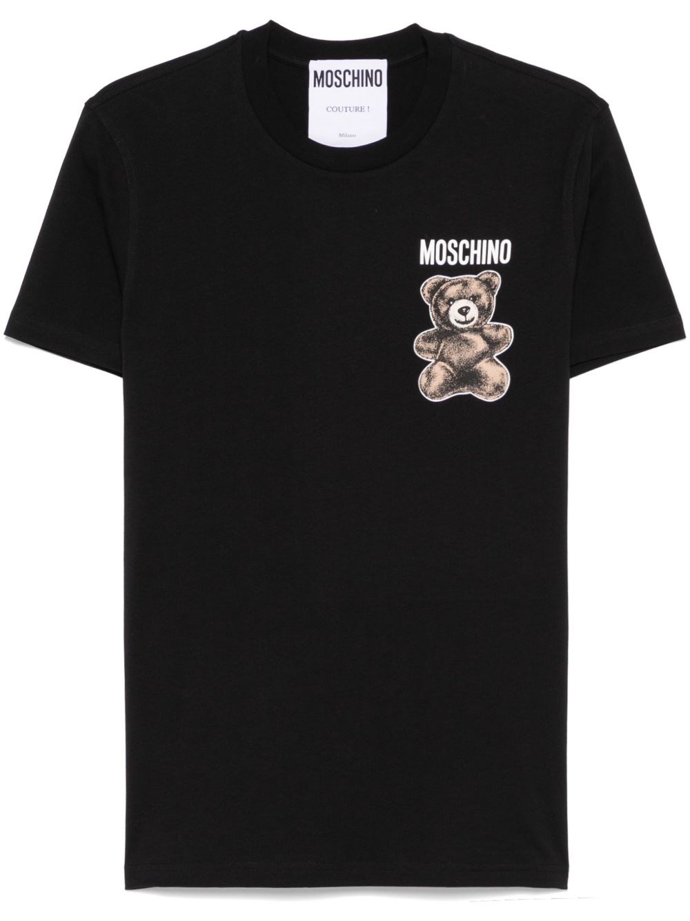 Moschino Black Cotton T-shirt With Bear Print In Black