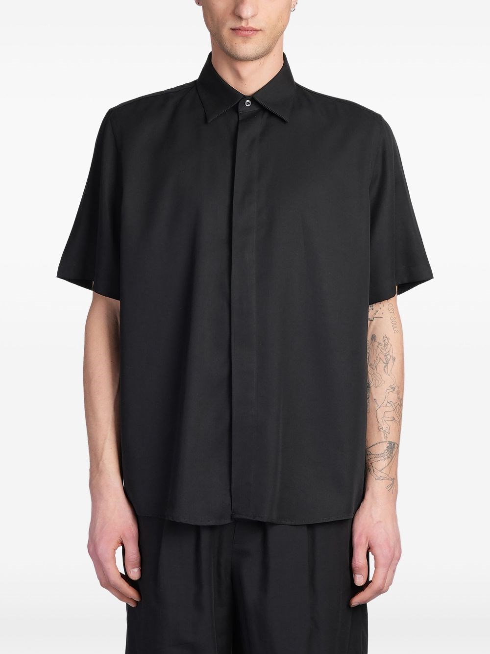 Low Brand Shirt S120 Shirt In Black Wool And Polyester In ブラック
