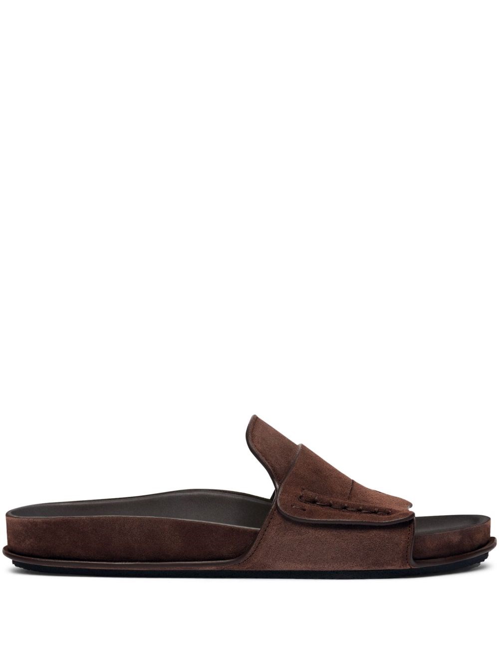 Jacquemus Diamond Cut Suede Slides With Flat Sole In Brown