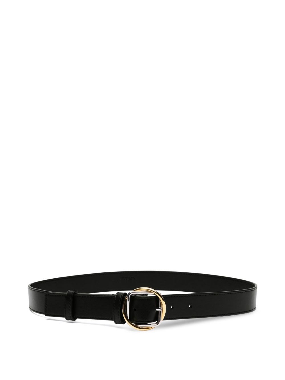 Jacquemus Leather Square Buckle Belt With Interlocking Detail In Black