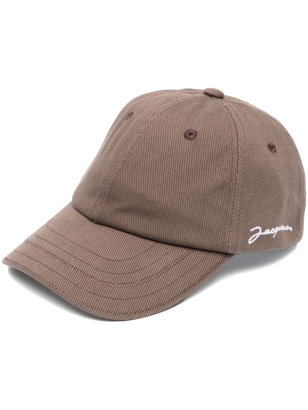 Jacquemus Casquette Embroidered-logo Cotton Cap In Brown