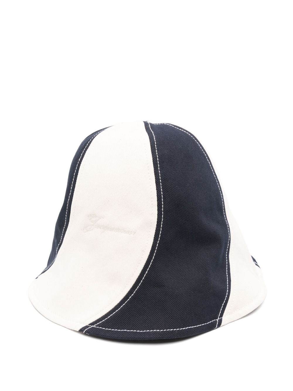 Jacquemus Off-white & Navy 'le Bob Gelato' Bucket Hat In Blue