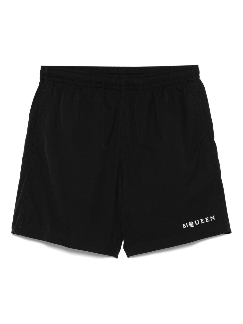 Alexander Mcqueen Elastic Waistband Swim Shorts With Side Pockets In Multi