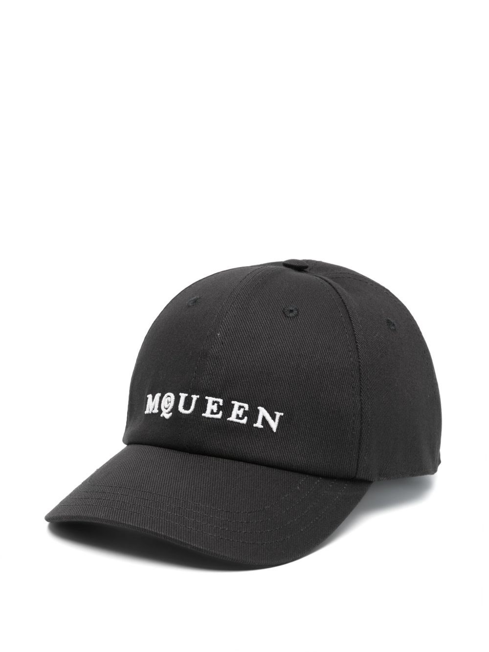 Alexander Mcqueen Logo Cotton Denim Baseball Cap With Curved Brim