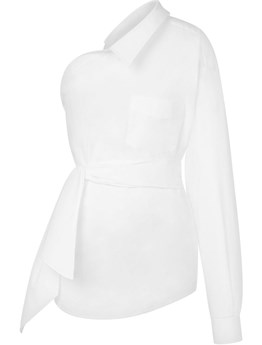 MOSCHINO - One-shoulder stretch poplin shirt