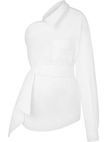 MOSCHINO - One-shoulder stretch poplin shirt