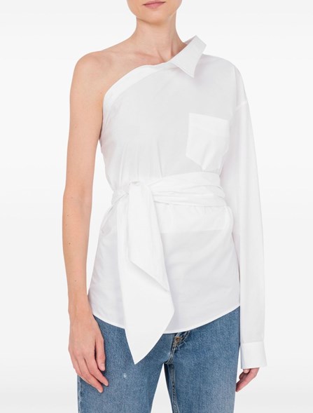 MOSCHINO - One-shoulder stretch poplin shirt