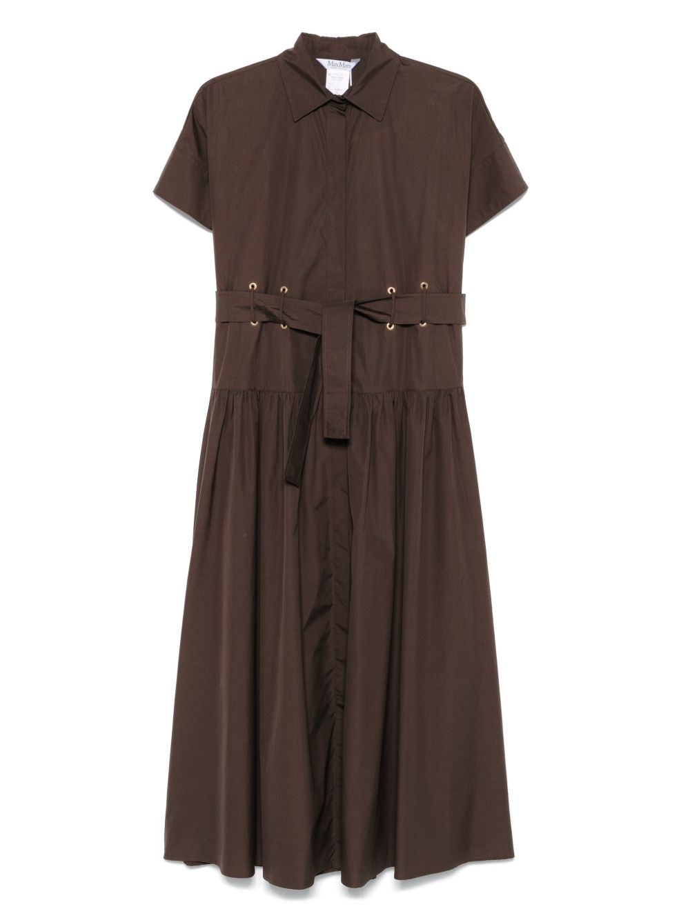 Max Mara Womens Agoraio Short-sleeves Cotton-poplin Maxi Dress Coffee