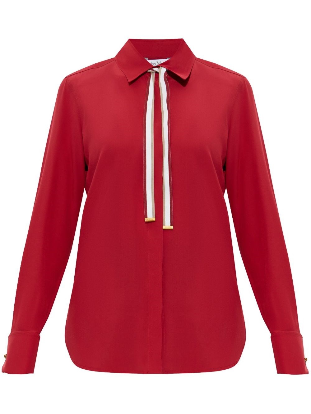 Max Mara Apollo Long-sleeved Silk Shirt In Burgundy