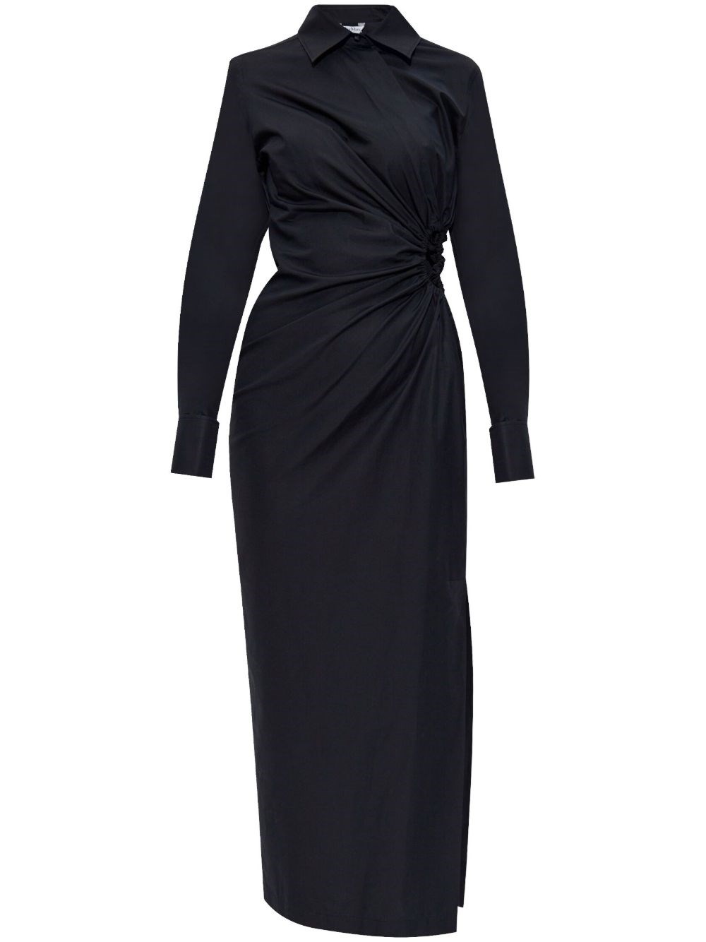 Max Mara Cotton Dress With Cut-out Design And Ruched Detail In Black