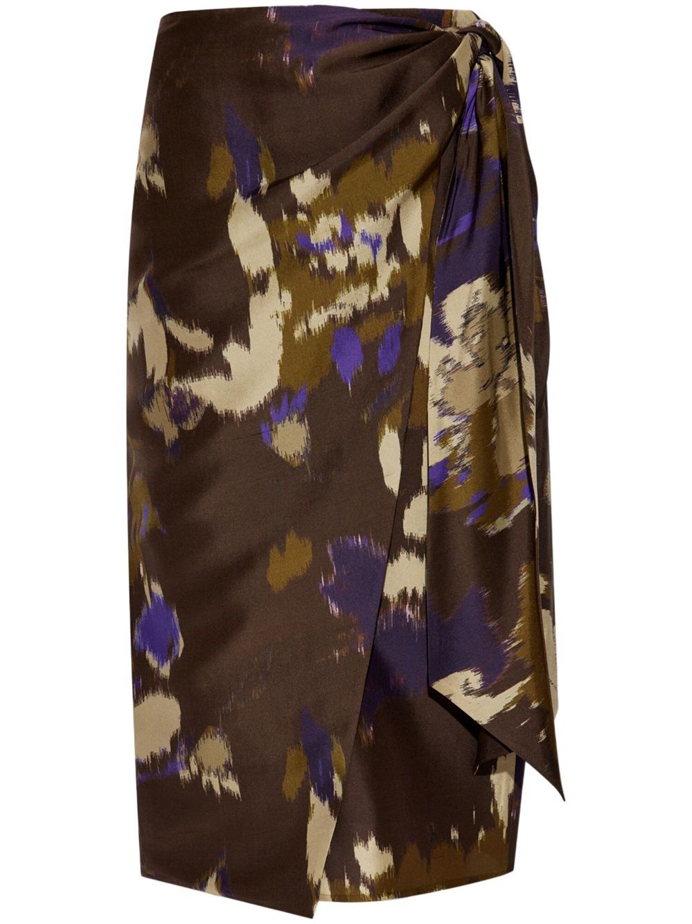 Max Mara Dritto Floral Shantung Silk Wrap Skirt