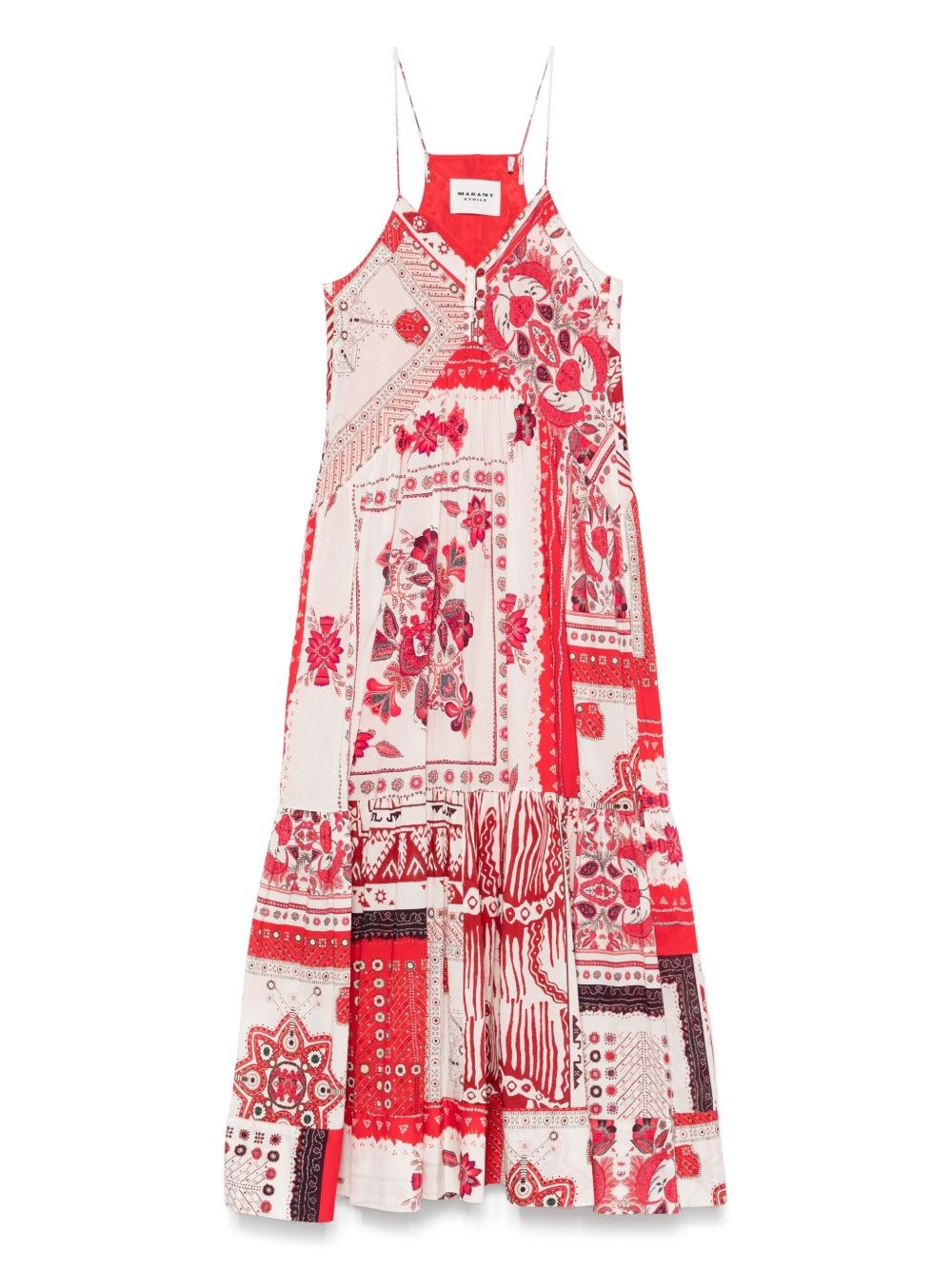 Isabel Marant Étoile Multicolor Sabbage Printed Cotton Midi Dress In Pink