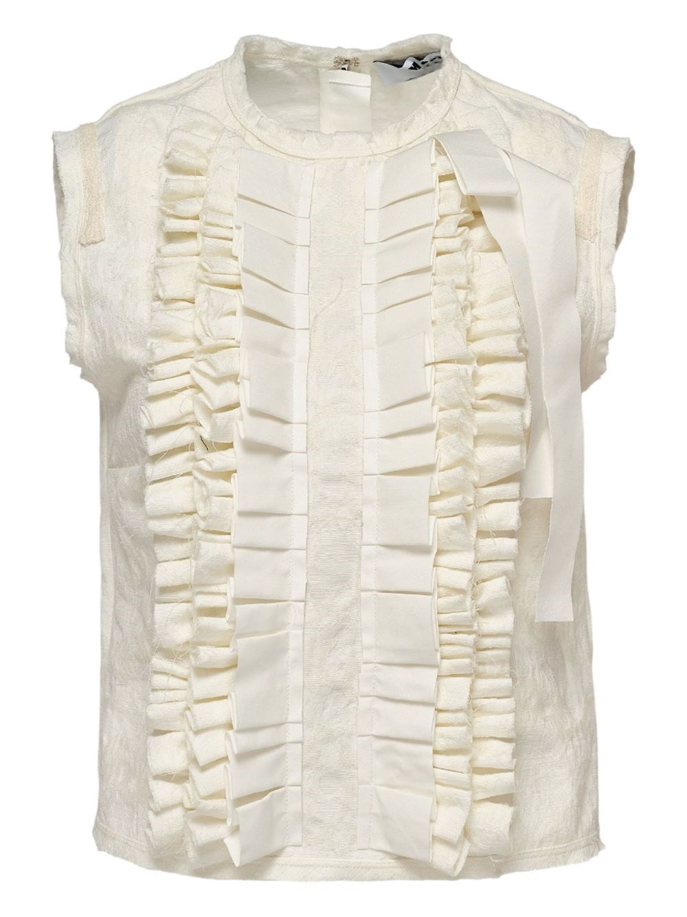 Msgm Ruffled-front Sleeveless Blouse In Pink