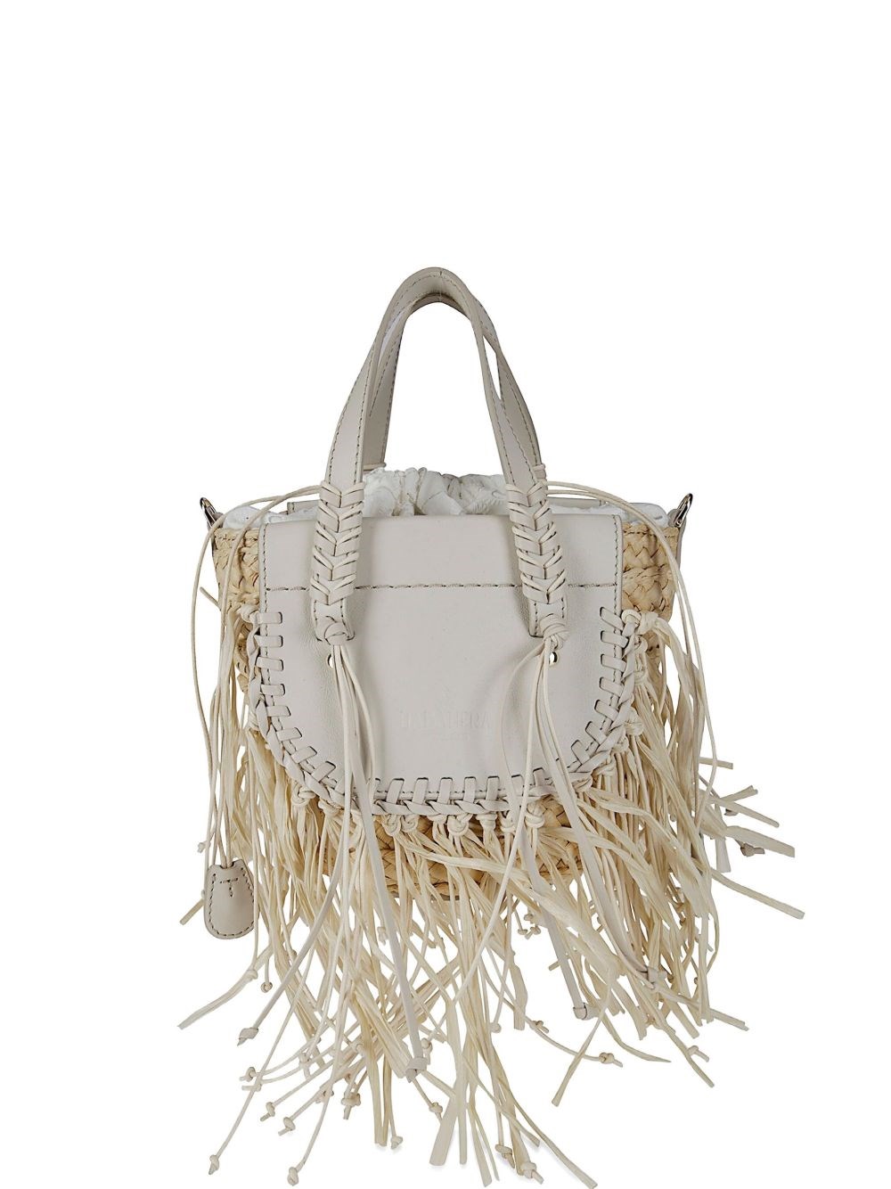 【CUBA LAB】WHITE LEATHER HABANERA FRINGES SATCHELS BAG Cuba Lab White Leather Habanera Fringes Satchels Bag In