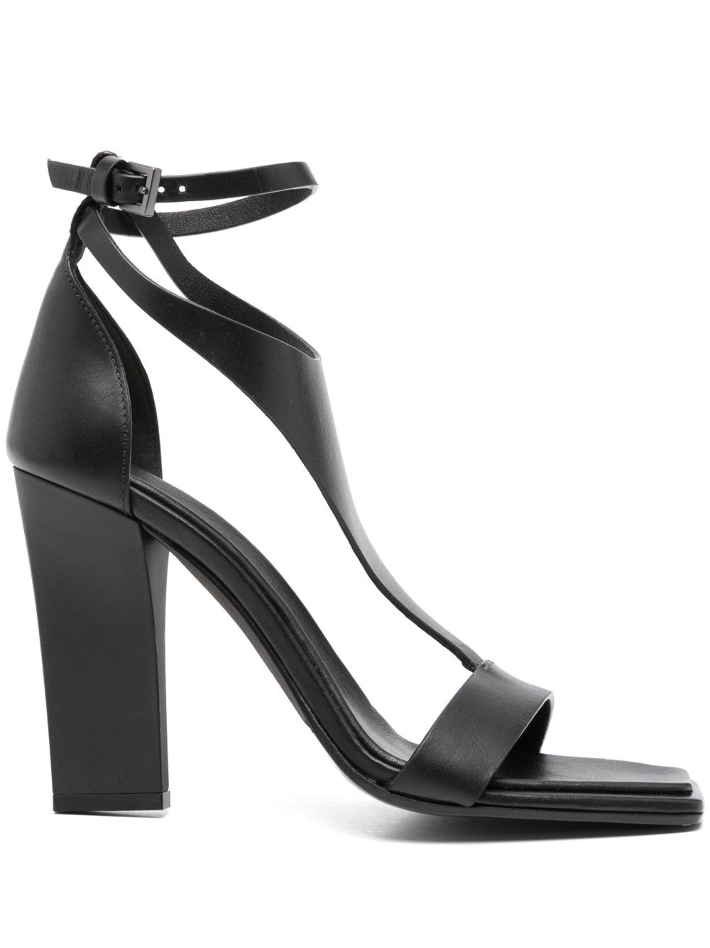Max Mara Leather Sandals With Heel In Multi