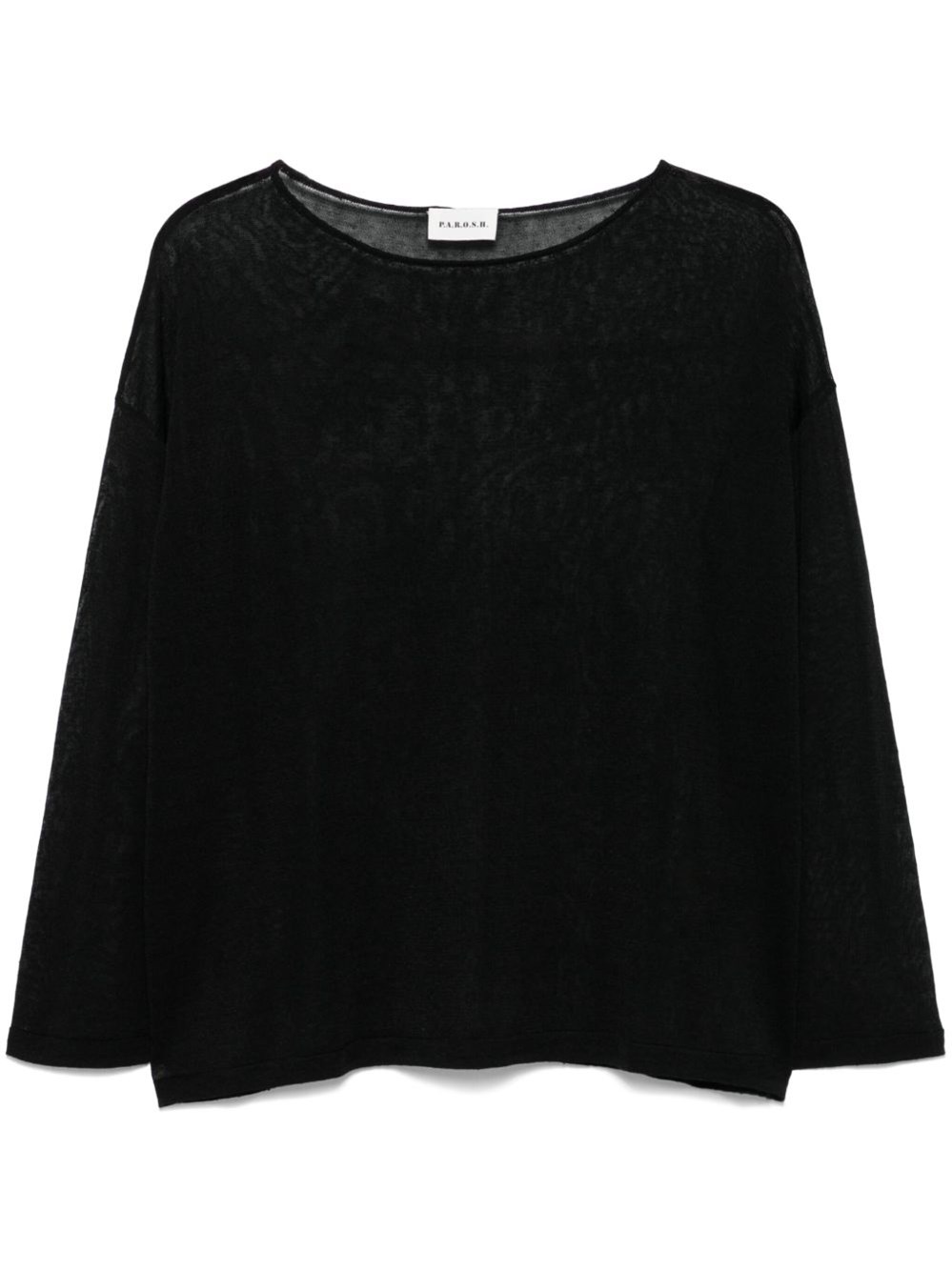 P.a.r.o.s.h Round Neck Long Sleeves Blouses In Black