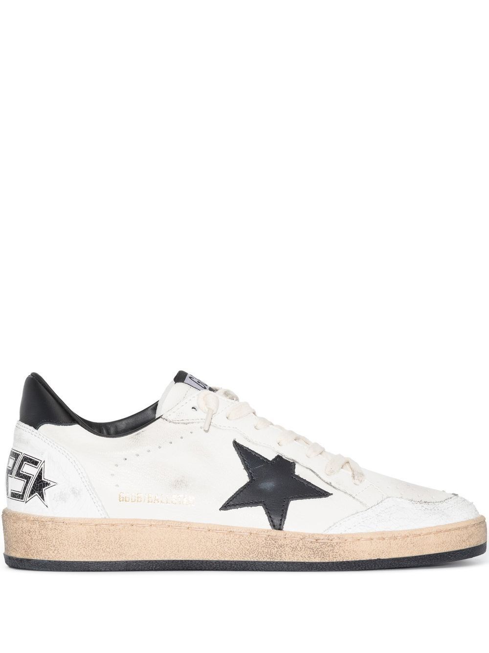 Golden Goose White And Black Leather Ball Star Sneakers In Multi