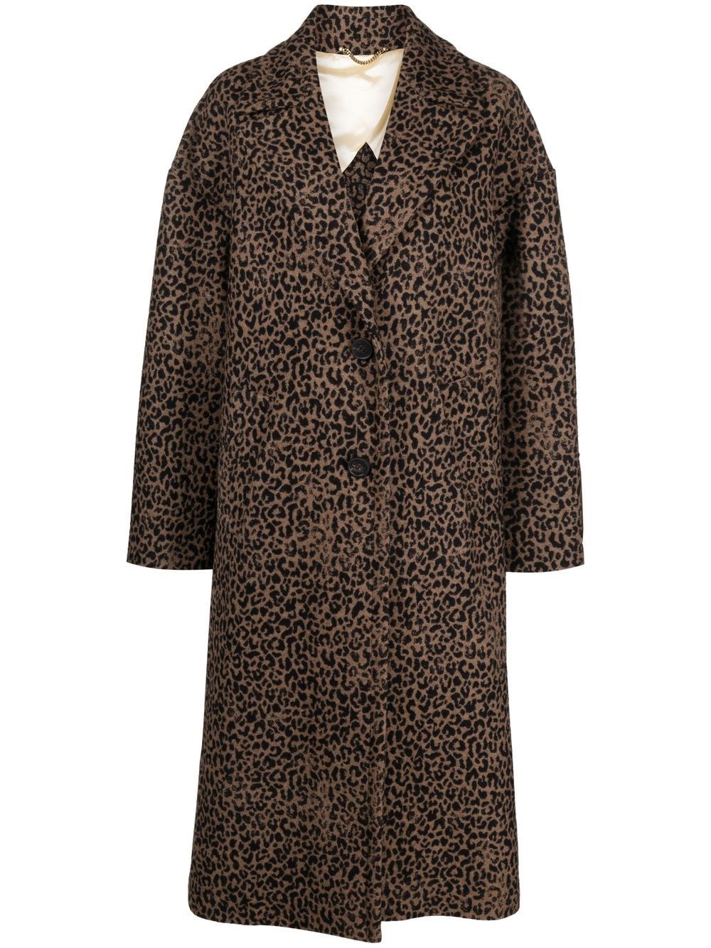Golden Goose Cocoon Coat In Faded Leopard Jacquard Wool In Brown