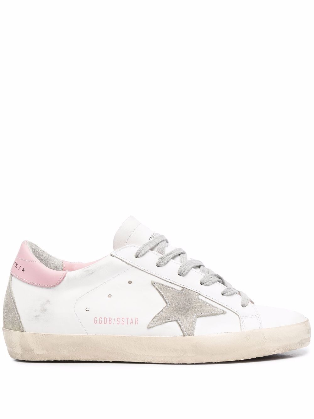 Golden Goose Super-star Sneakers In Nappa Leather With Suede Star And Pink Leather Heel Tab Shoes In Multi