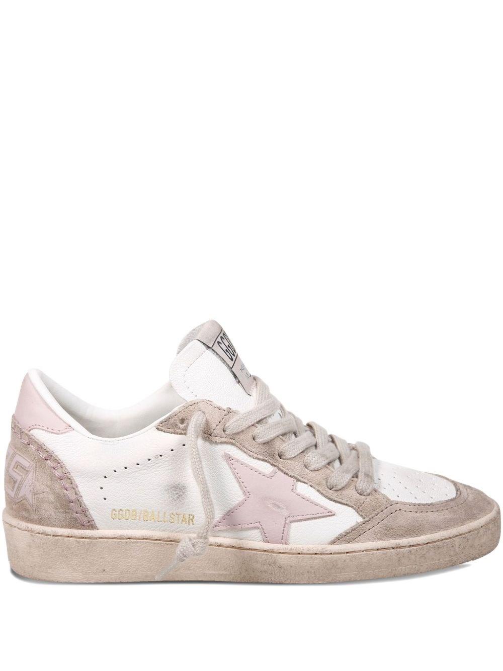 Golden Goose 'ballstar' White Low Top Sneakers With Glittered Star Patch On The Side And Glittered Heel With Logo In White