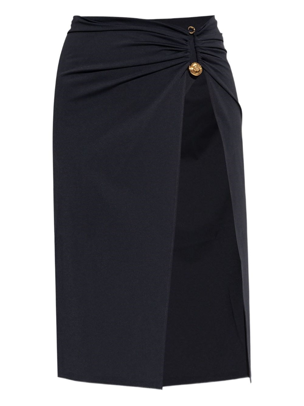 Versace Rolled High-rise Midi Skirt In Black