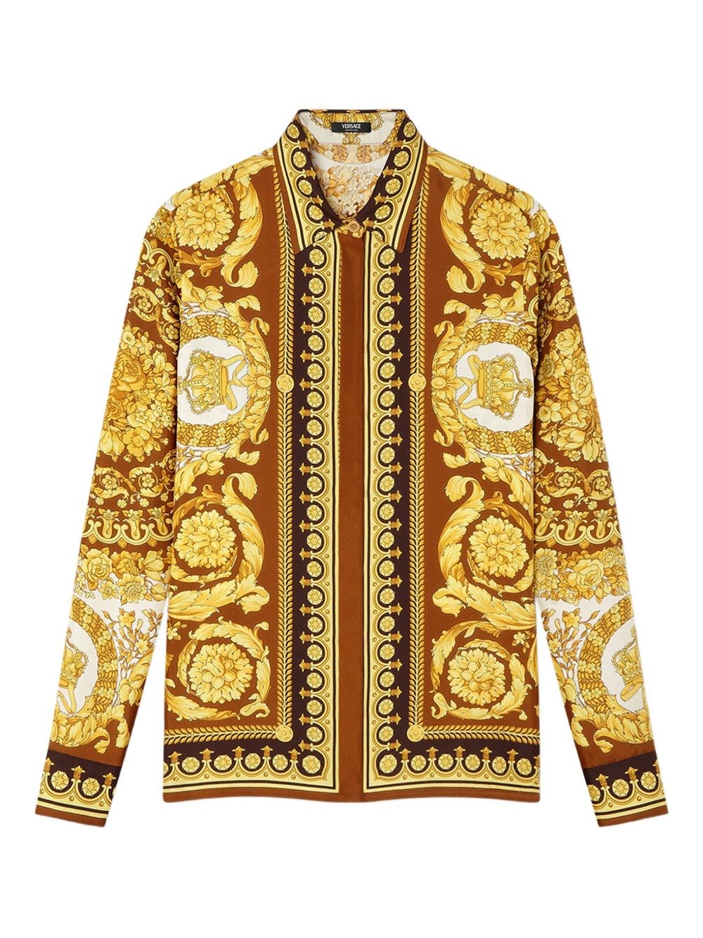 Versace Barocco Silk Shirt In Gold