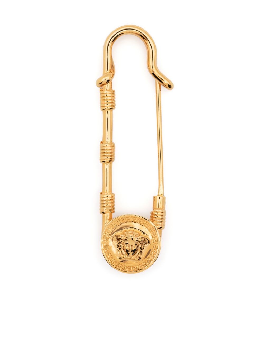 Versace Gold Brass Medusa Pin In Gold
