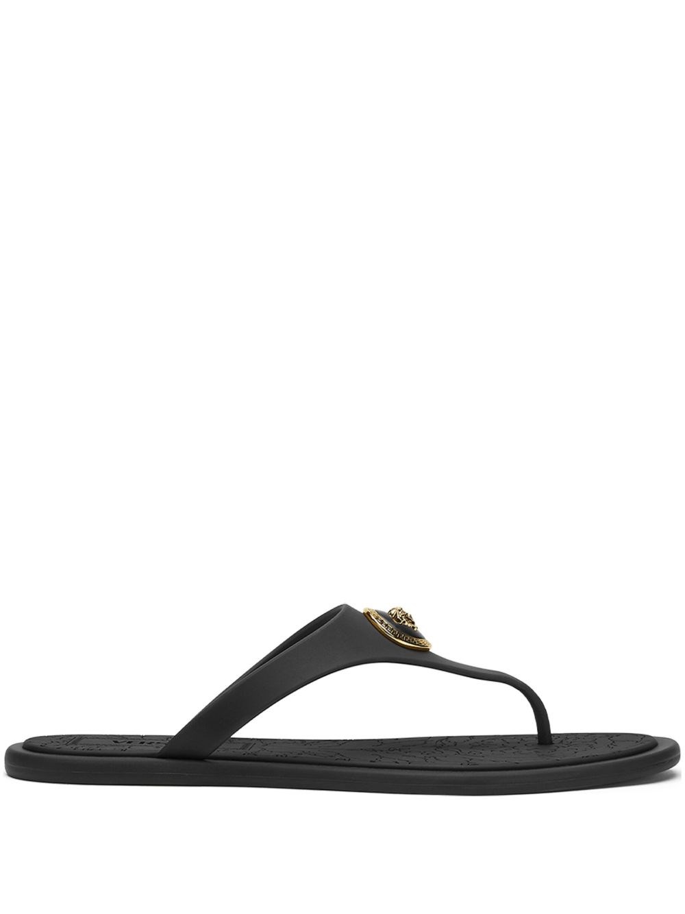 Versace Black Slides With Medusa Detail In Black