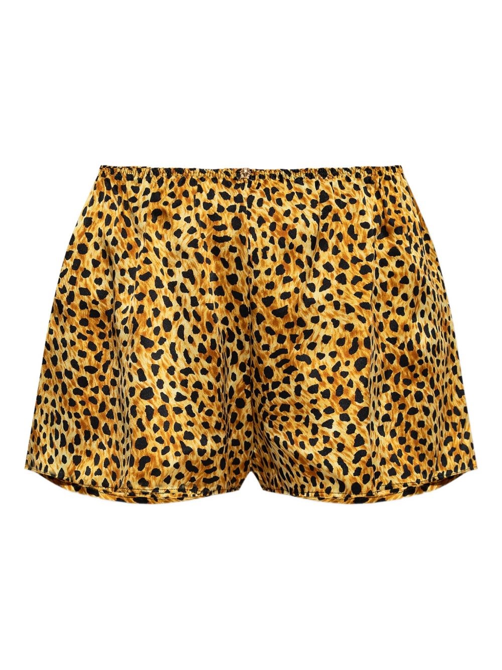 Versace Leopard-print Silk Shorts In Neutral